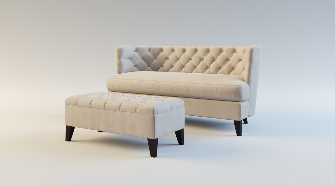 Cream buttoned sofa 3D