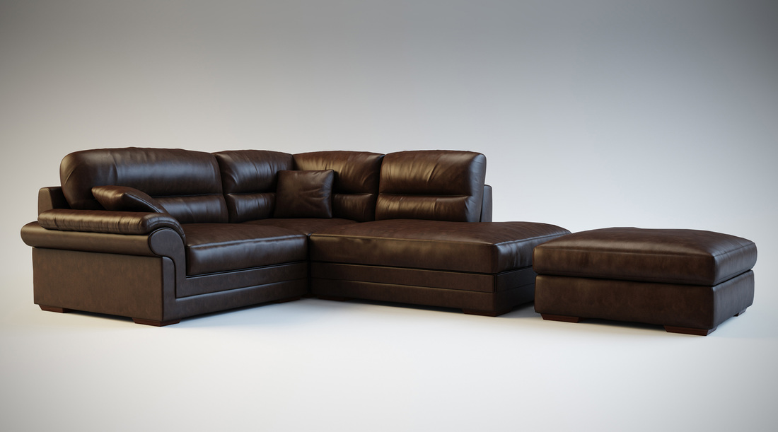 Chocolate Brown Corner Sofa product 3D