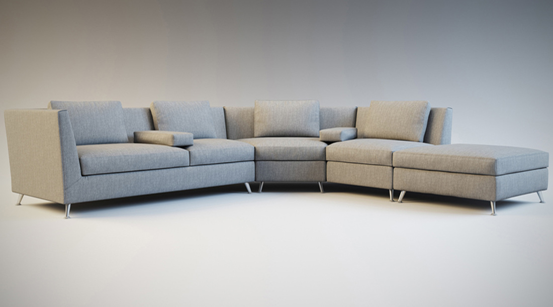 Light grey corner sofa 3D