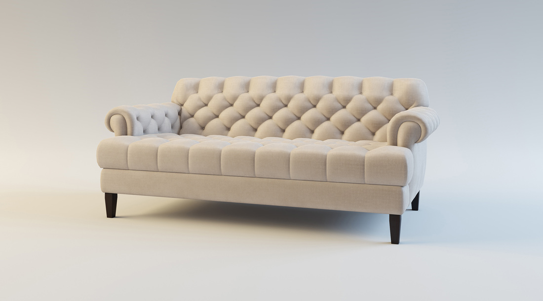 Cream Buttoned Sofa product 3D