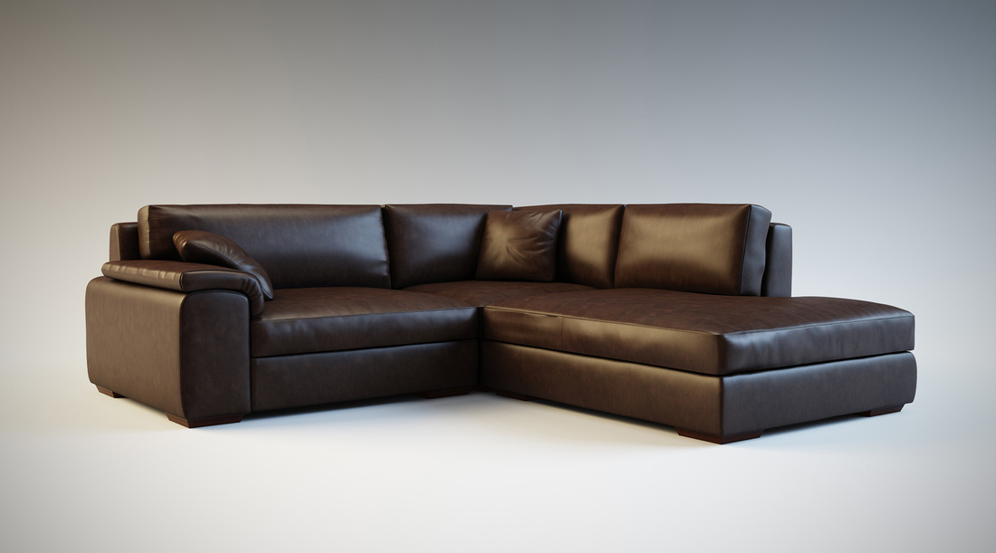 Brown  leather corner sofa product 3D