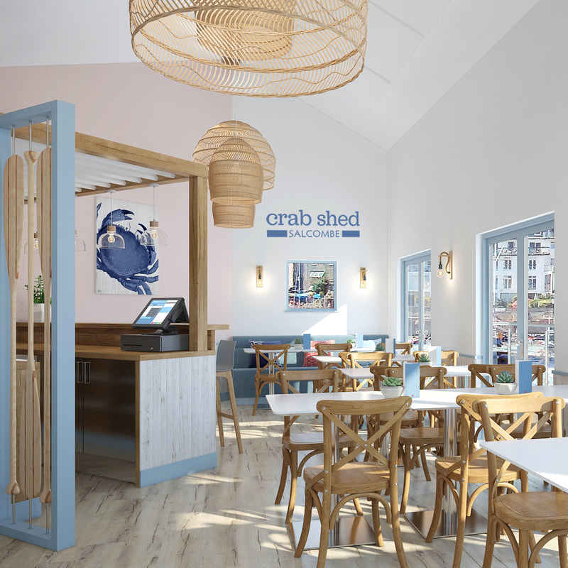 Crab shed restaurant, bespoke bar and wooden flooring